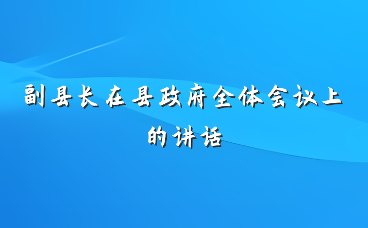 副县长在县政府全体会议上的讲话