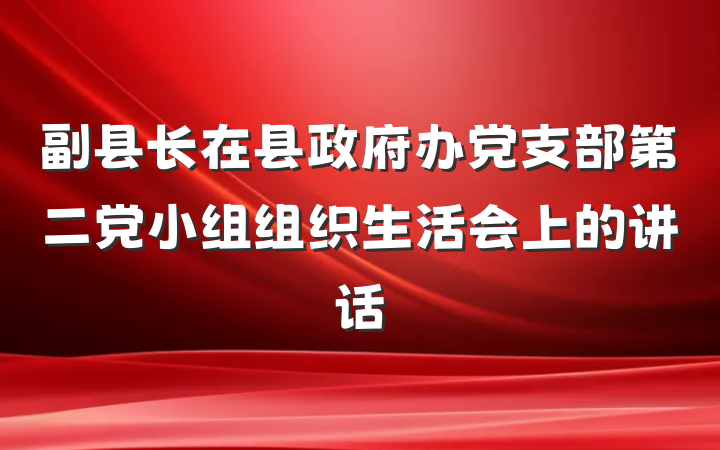 副县长在县政府办党支部第二党小组组织生活会上的讲话