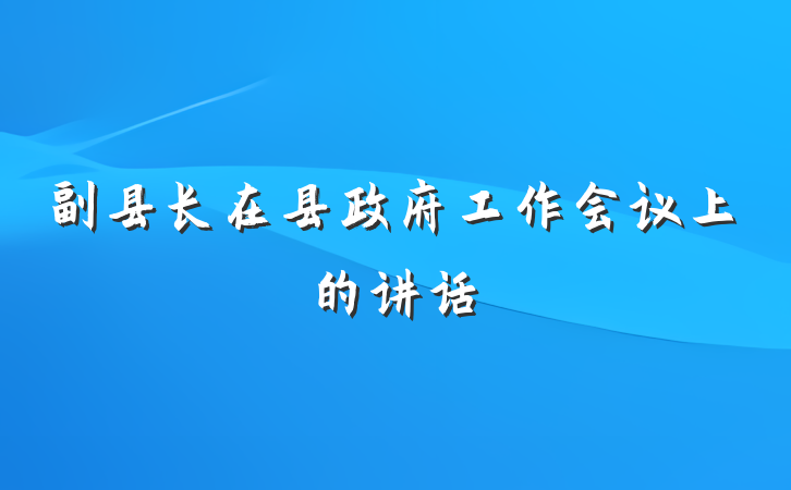副县长在县政府工作会议上的讲话