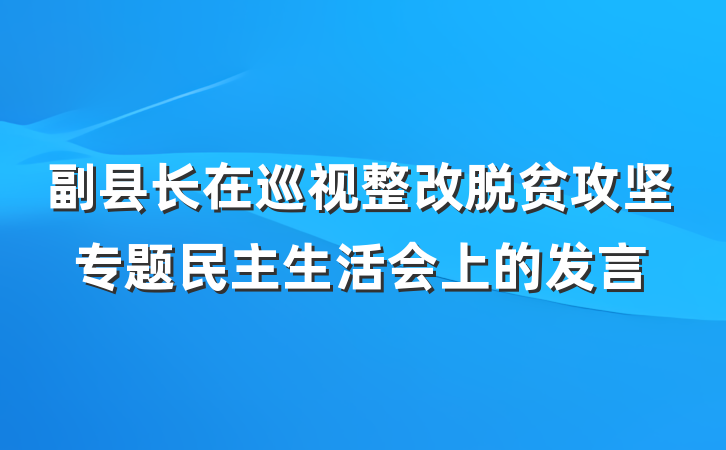 副县长在巡视整改脱贫攻坚专题民主生活会上的发言