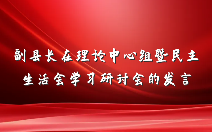 副县长在理论中心组暨民主生活会学习研讨会的发言