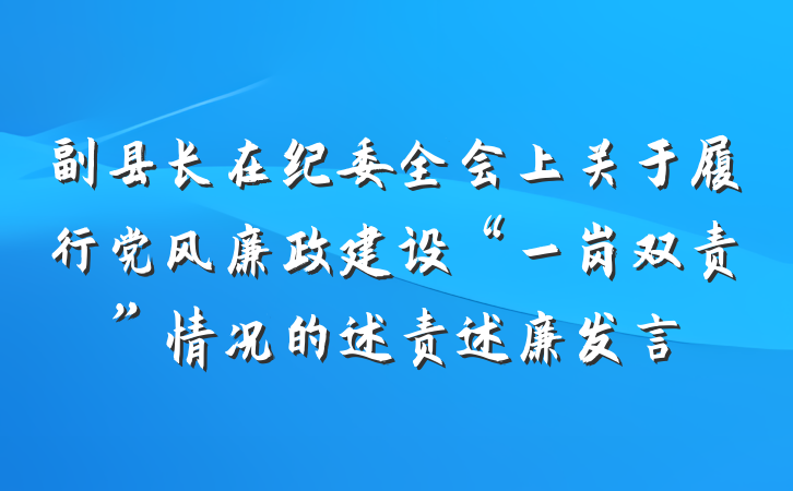 副县长在纪委全会上关于履行党风廉政建设“一岗双责”情况的述责述廉发言