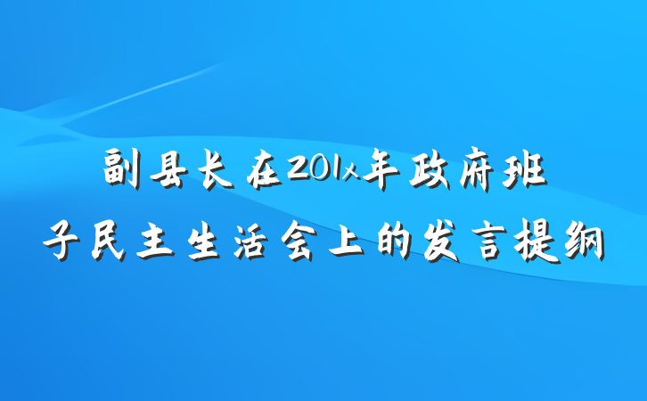 副县长在201x年政府班子民主生活会上的发言提纲