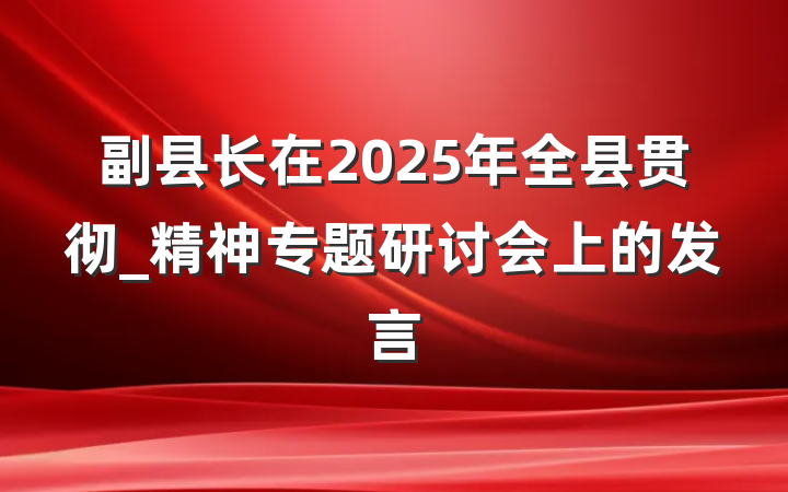 副县长在2025年全县贯彻_精神专题研讨会上的发言
