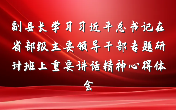 副县长学习习近平总书记在省部级主要领导干部专题研讨班上重要讲话精神心得体会