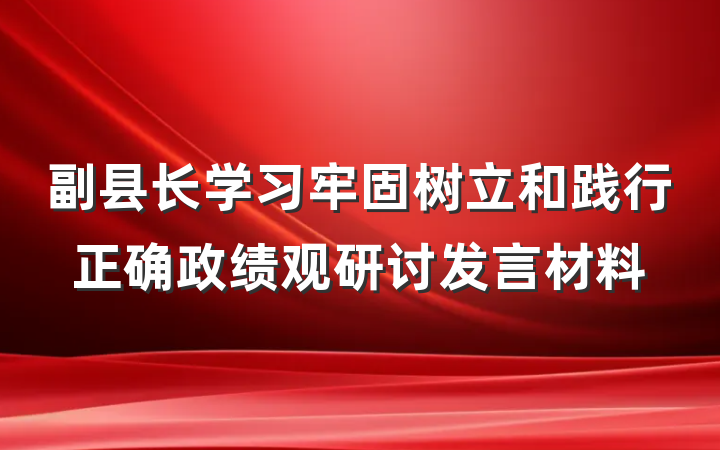 副县长学习牢固树立和践行正确政绩观研讨发言材料