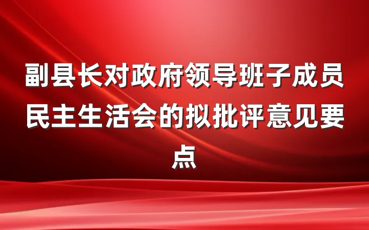 副县长对政府领导班子成员民主生活会的拟批评意见要点