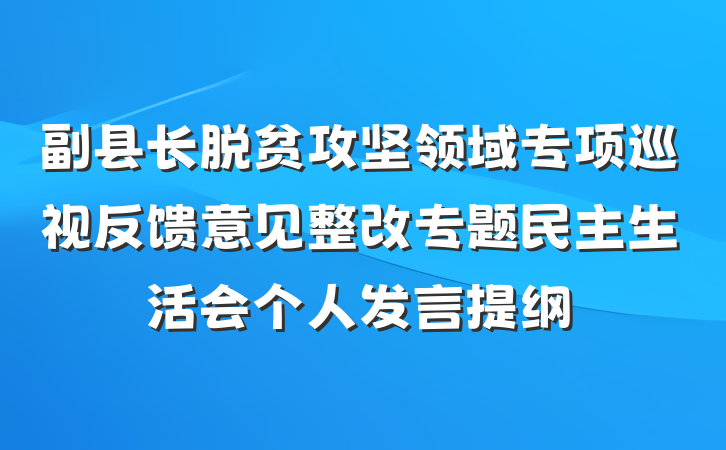 副县长脱贫攻坚领域专项巡视反馈意见整改专题民主生活会个人发言提纲
