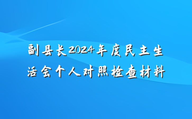 副县长2024年度民主生活会个人对照检查材料