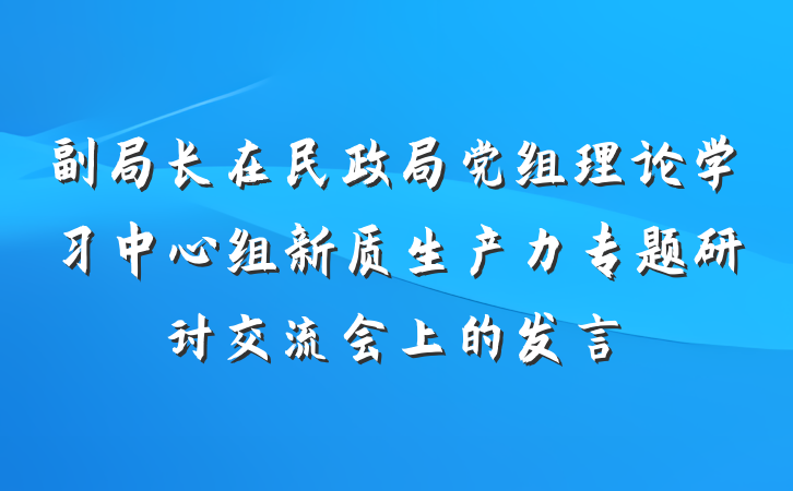 副局长在民政局党组理论学习中心组新质生产力专题研讨交流会上的发言