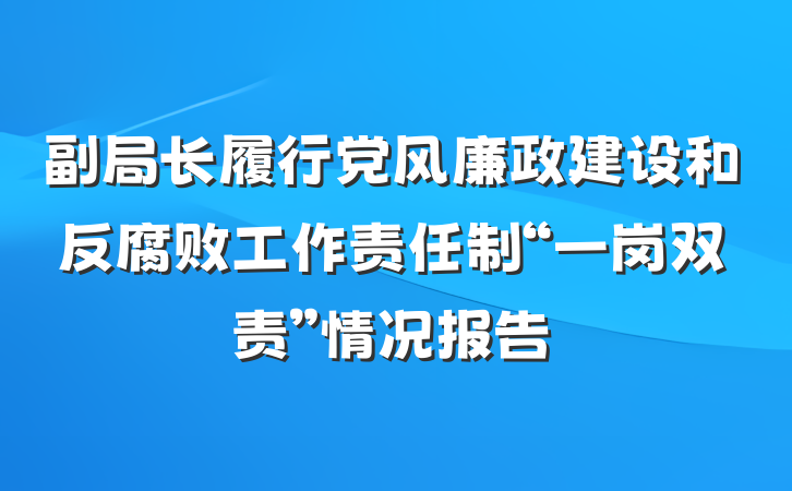 副局长履行党风廉政建设和反腐败工作责任制“一岗双责”情况报告