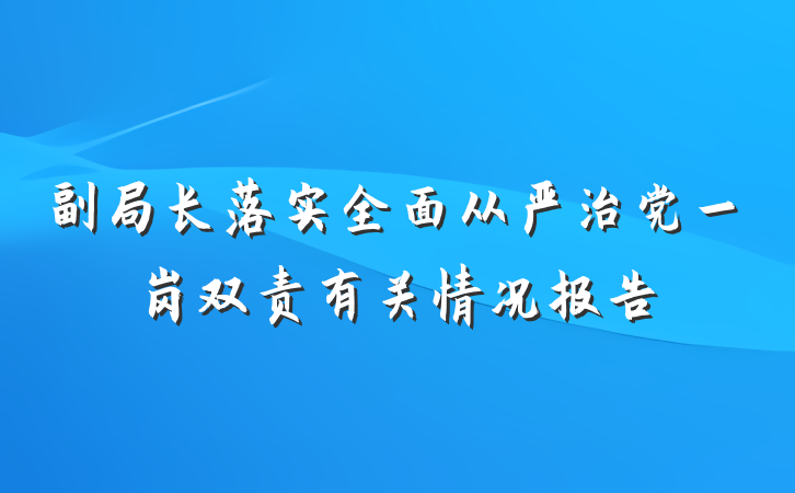 副局长落实全面从严治党一岗双责有关情况报告