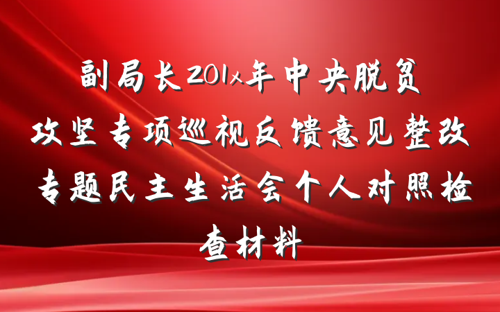副局长201x年中央脱贫攻坚专项巡视反馈意见整改专题民主生活会个人对照检查材料