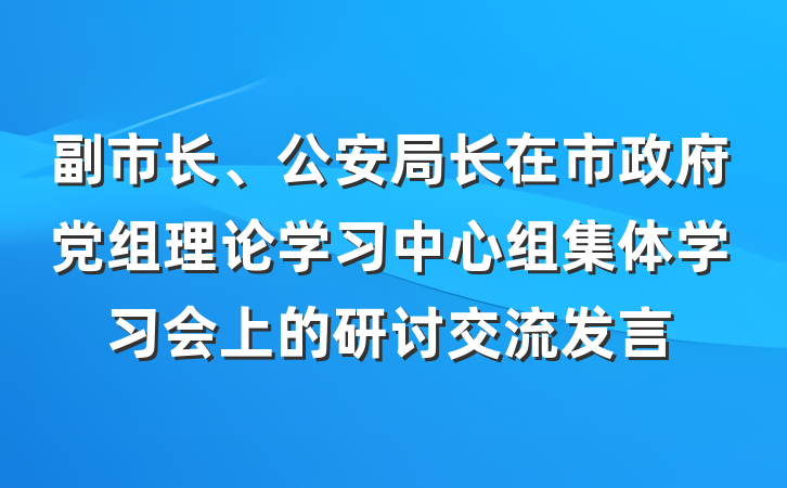 副市长、公安局长在市政府党组理论学习中心组集体学习会上的研讨交流发言