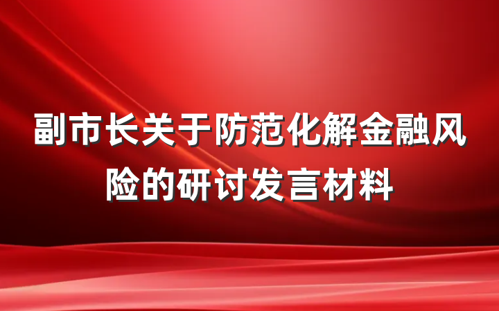 副市长关于防范化解金融风险的研讨发言材料