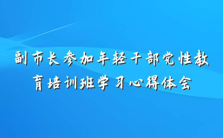 副市长参加年轻干部党性教育培训班学习心得体会