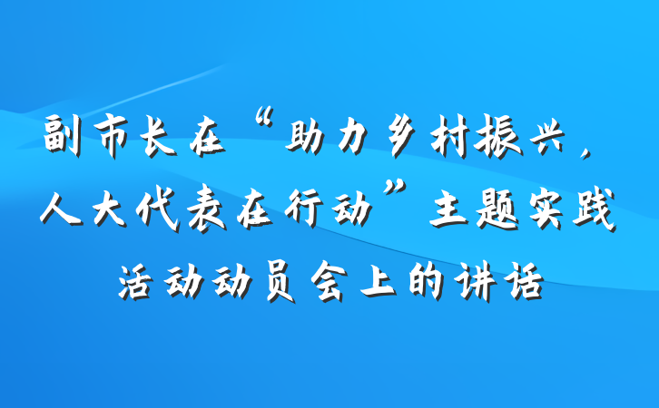 副市长在“助力乡村振兴，人大代表在行动”主题实践活动动员会上的讲话