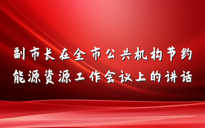 副市长在全市公共机构节约能源资源工作会议上的讲话
