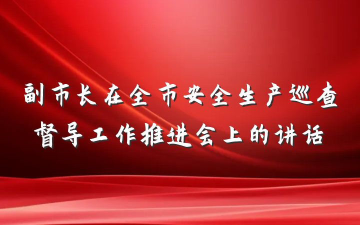 副市长在全市安全生产巡查督导工作推进会上的讲话