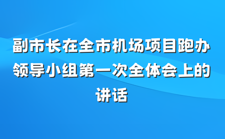 副市长在全市机场项目跑办领导小组第一次全体会上的讲话