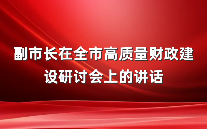 副市长在全市高质量财政建设研讨会上的讲话
