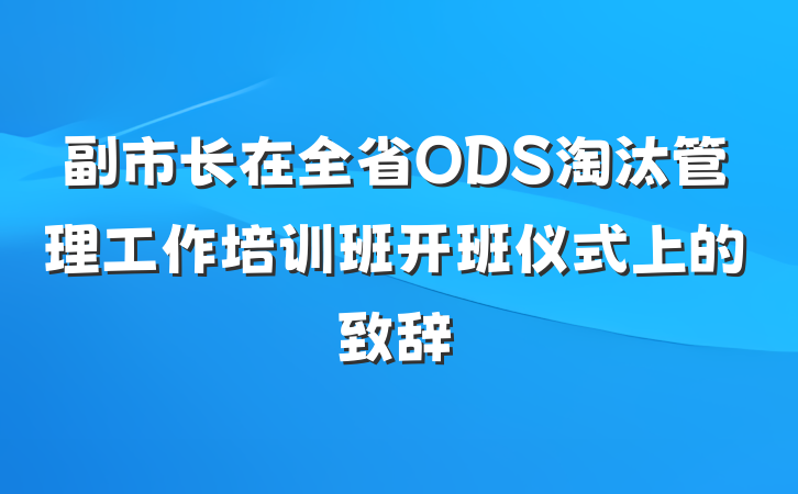 副市长在全省ODS淘汰管理工作培训班开班仪式上的致辞