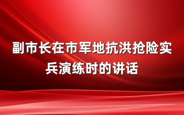 副市长在市军地抗洪抢险实兵演练时的讲话