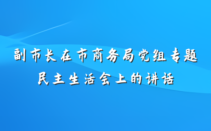 副市长在市商务局党组专题民主生活会上的讲话