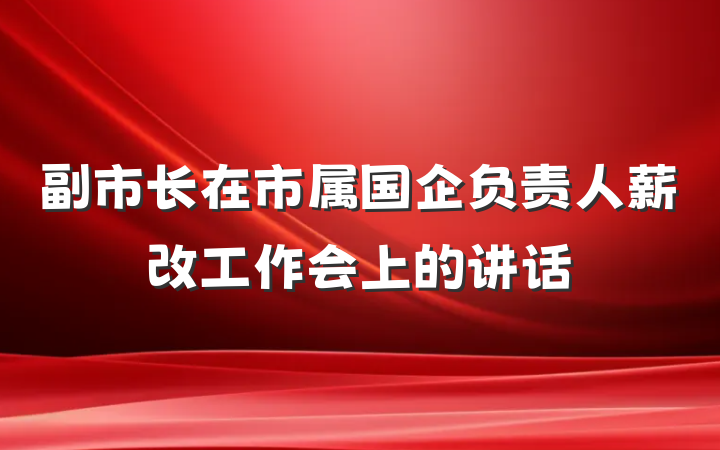 副市长在市属国企负责人薪改工作会上的讲话
