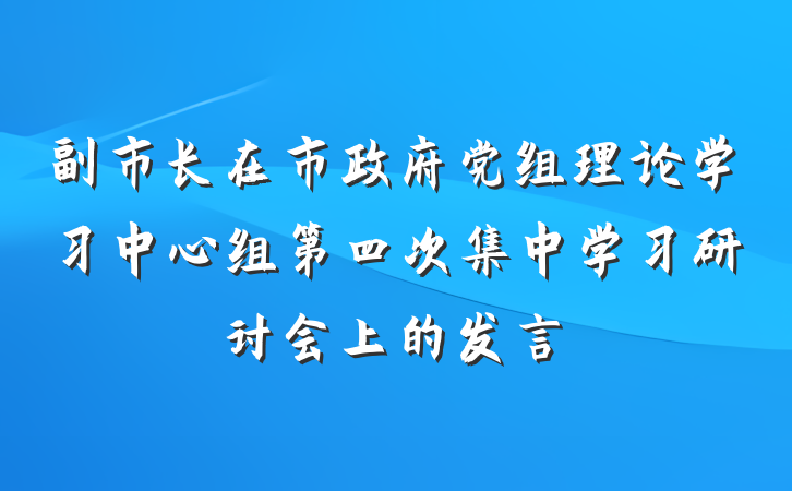 副市长在市政府党组理论学习中心组第四次集中学习研讨会上的发言