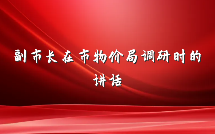 副市长在市物价局调研时的讲话