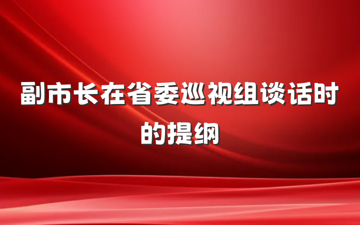 副市长在省委巡视组谈话时的提纲