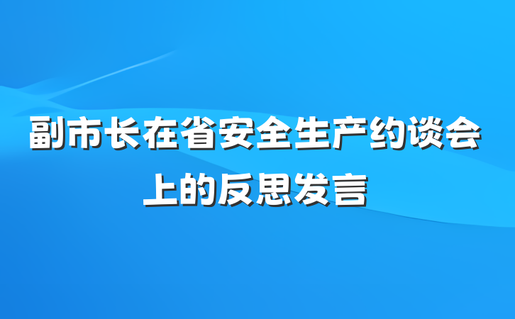 副市长在省安全生产约谈会上的反思发言