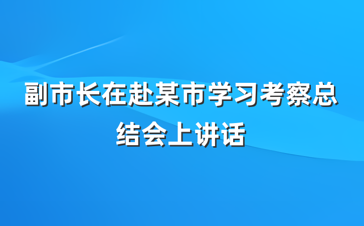 副市长在赴某市学习考察总结会上讲话