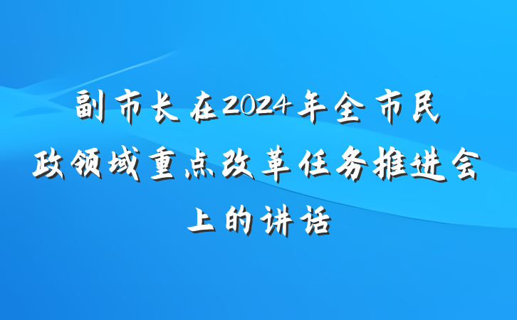 副市长在2024年全市民政领域重点改革任务推进会上的讲话