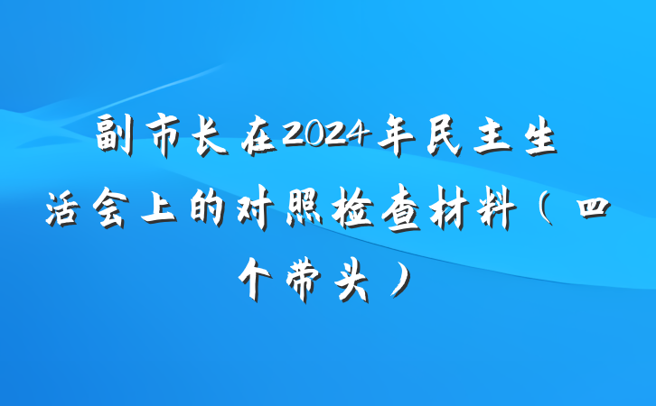 副市长在2024年民主生活会上的对照检查材料（四个带头）