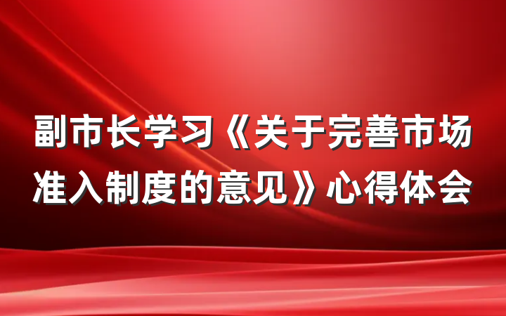 副市长学习《关于完善市场准入制度的意见》心得体会