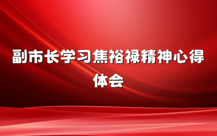 副市长学习焦裕禄精神心得体会