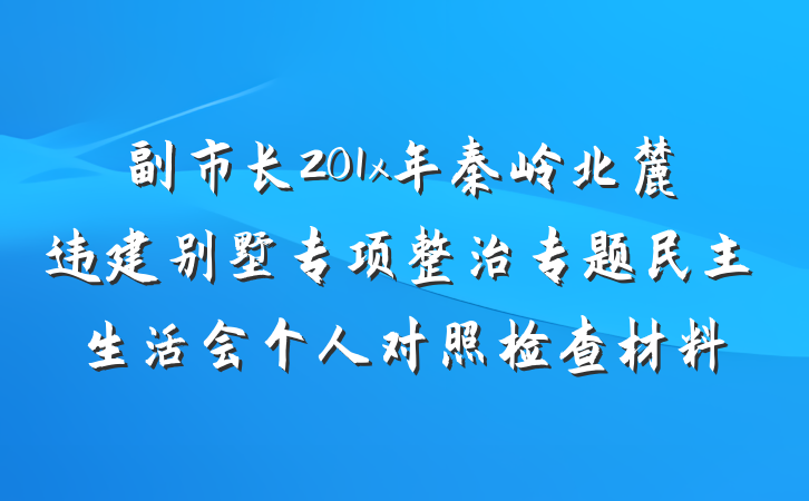 副市长201x年秦岭北麓违建别墅专项整治专题民主生活会个人对照检查材料