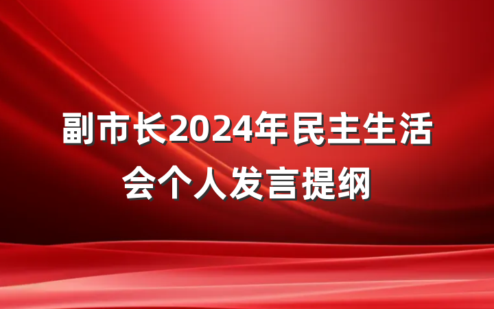 副市长2024年民主生活会个人发言提纲