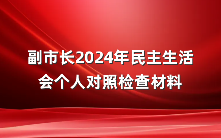 副市长2024年民主生活会个人对照检查材料