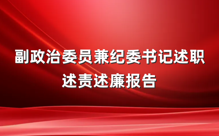 副政治委员兼纪委书记述职述责述廉报告