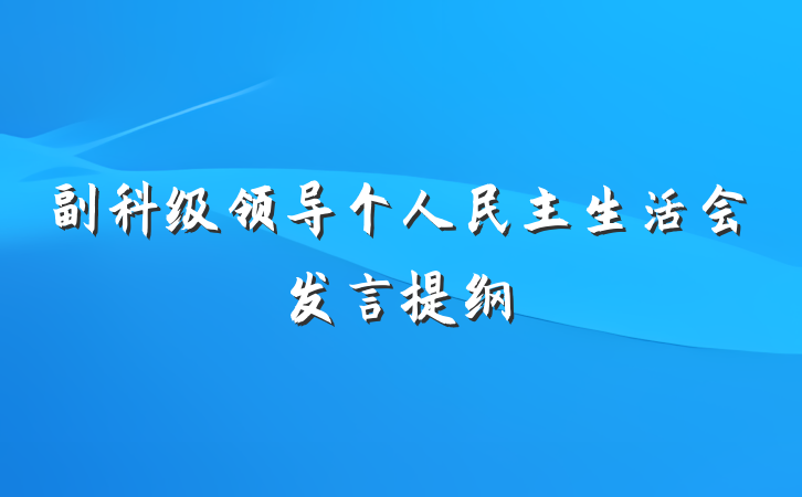 副科级领导个人民主生活会发言提纲