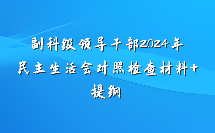 副科级领导干部2024年民主生活会对照检查材料 提纲