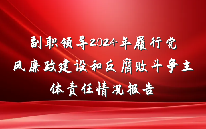 副职领导2024年履行党风廉政建设和反腐败斗争主体责任情况报告