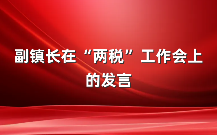 副镇长在“两税”工作会上的发言
