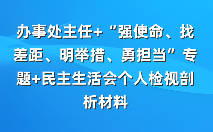 办事处主任 “强使命、找差距、明举措、勇担当”专题 民主生活会个人检视剖析材料