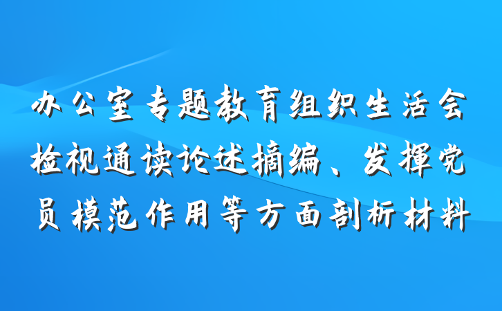 办公室专题教育组织生活会检视通读论述摘编、发挥党员模范作用等方面剖析材料