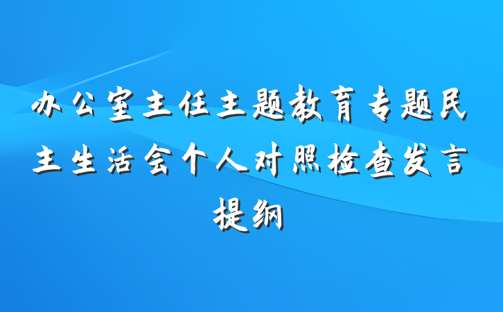 办公室主任主题教育专题民主生活会个人对照检查发言提纲