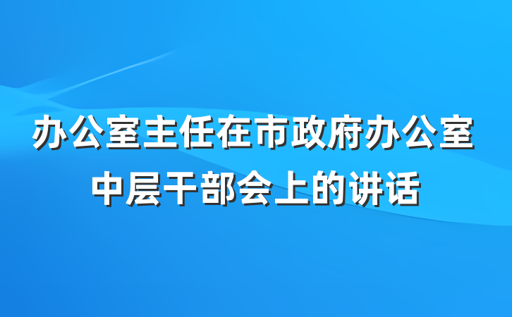 办公室主任在市政府办公室中层干部会上的讲话